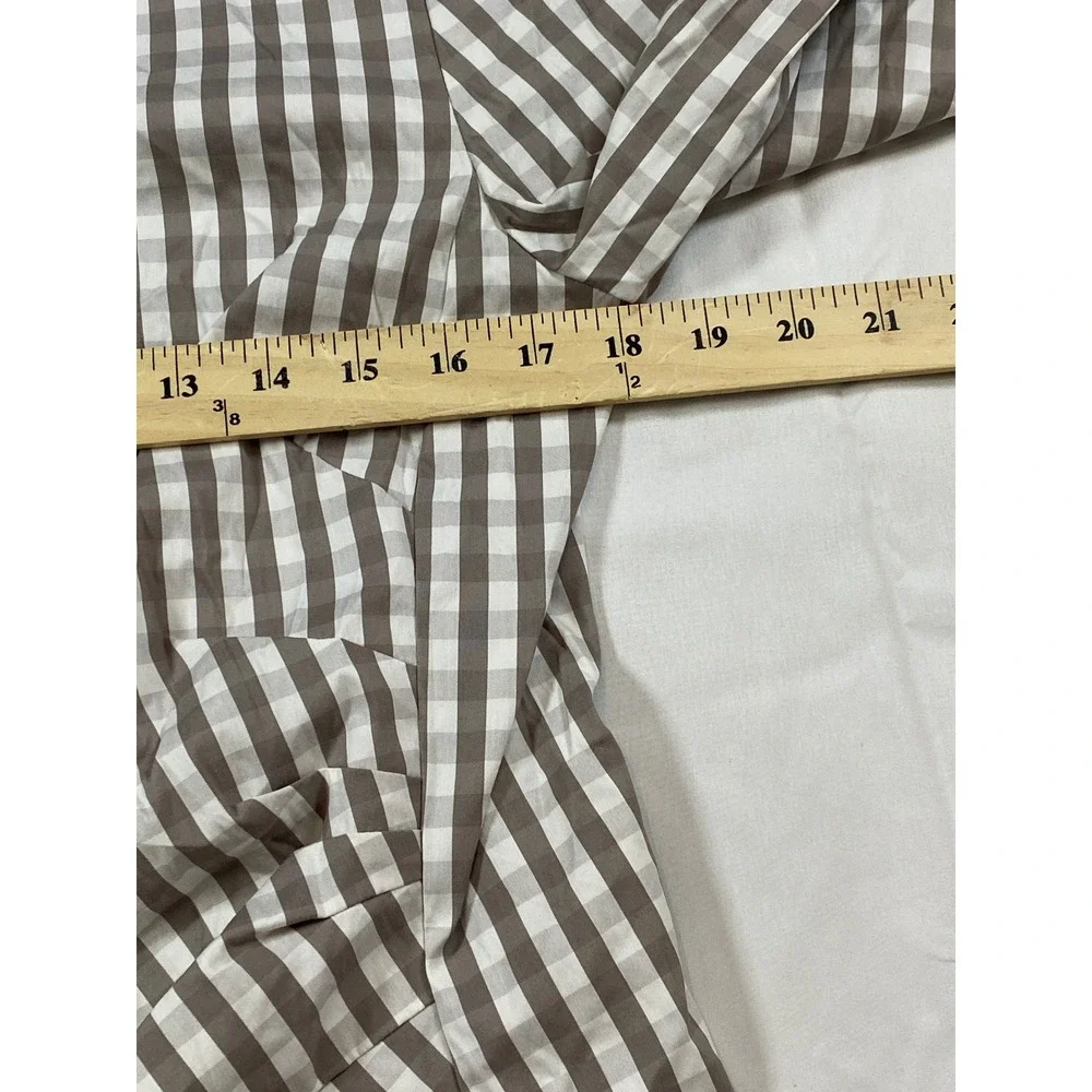 Lafayette 148 New York Taupe Gingham Check Hidden Button Down Shirt Size 10 - Picture 9 of 9